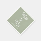 セージグリーンのミス・トゥ・ミセスの結婚前お茶会パーティー スタンダードカクテルナプキン (角)