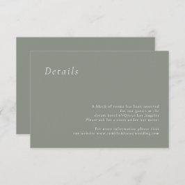セージグリーンのミニマルでエレガントなウェディングの詳細カード 出欠カード