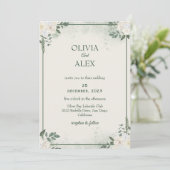 セージグリーンのミニマルな結婚式の招待状 招待状 (スタンド正面)