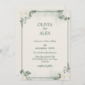 セージグリーンのミニマルな結婚式の招待状 招待状 (正面/裏面)