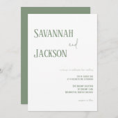 セージグリーンのモダンでエレガントな結婚式の招待状 招待状 (正面/裏面)