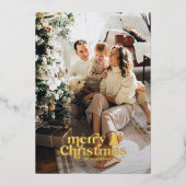 セージグリーンのモダンなミニマルレトロ写真 箔シーズンカード (正面)