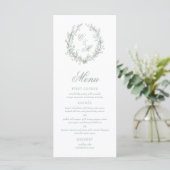 セージグリーンのモノグラムボタニカルリースの結婚式 メニュー (スタンド正面)
