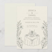 セージグリーンのユリの結婚式の招待状 招待状 (正面/裏面)