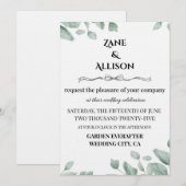 セージグリーンのユーカリの結婚式招待状 招待状 (正面/裏面)