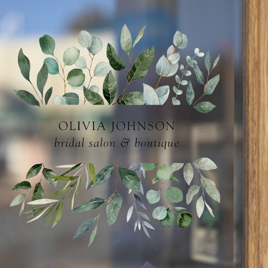 セージグリーンのユーカリの葉のドア ウィンドウサイン