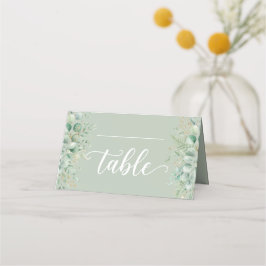 セージグリーンのユーカリ折りたたみ式結婚式プレイスカード プレイスカード