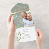 セージグリーンのユーカリ結婚式招待状 オールインワン招待状 (貼ってはがせる)