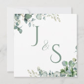 セージグリーンのユーカリ ミニマリスト　保存日 招待状 (裏面)