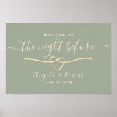 セージグリーンのリハーサルディナーウェルカム ポスター (正面)