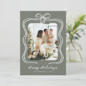 セージグリーンのリボンイラスト写真 シーズンカード (スタンド正面)