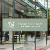 セージグリーンのロゴとテキストのプロモーション用プロフェッショナル仕様 ウィンドウサイン