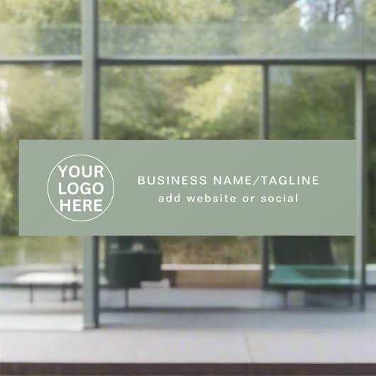 セージグリーンのロゴとテキストのプロモーション用プロフェッショナル仕様 ウィンドウサイン