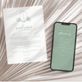 セージグリーンのヴィクトリアンクラスト ウェルカム/スケジュール 招待状