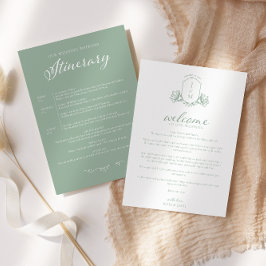 セージグリーンのヴィクトリアンクラスト ウェルカム/行程表 招待状