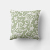 セージグリーンのヴィンテージのダマスク織パターン クッション (裏面)