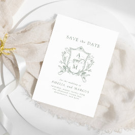 セージグリーンのヴィンテージクラスト保存の日付 招待状