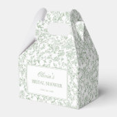 セージグリーンのヴィンテージフレンチフラワーブライダルシャワー フェイバーボックス (正面サイド)