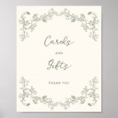 セージグリーンのヴィンテージ中国風カードギフトポスター ポスター (正面)