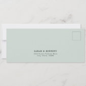セージグリーンの世界地図搭乗券RSVPカード 招待状 (裏面)