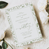 セージグリーンの中華料理を結婚すべて 招待状