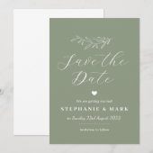 セージグリーンの保存日付, 緑の植物  招待状 (正面/裏面)