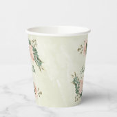 セージグリーンの優しい頬染めのような花飾り 紙コップ (左)