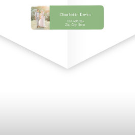 セージグリーンの写真ウェディング返信住所ラベル ラベル