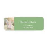 セージグリーンの写真ウェディング返送先住所 ラベル (正面)