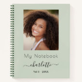 セージグリーンの写真スクリプト ノートブック (正面)