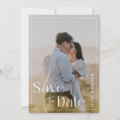 セージグリーンの写真付き結婚式Save the Dateカード セーブザデート (正面)