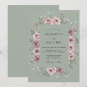 セージグリーンの壮麗な牧場のウェディング 招待状 (正面/裏面)