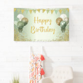 セージグリーンの女性向けハッピーバースデー装飾 横断幕 (インサイチュ)