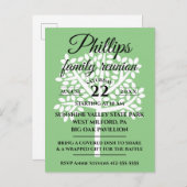 セージグリーンの家族会の白い木のシルエット インビテーションポストカード (正面/裏面)