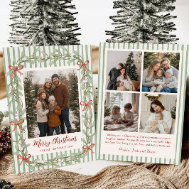 セージグリーンの家族写真のクリスマス・ホリデーカード シーズンカード