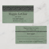 セージグリーンの専門のアポイントメントの名刺 予約カード (正面/裏面)