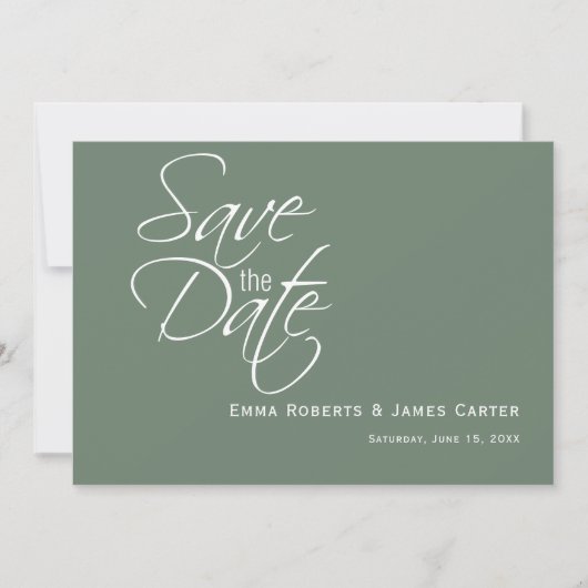 セージグリーンの山の写真でSave the Date セーブザデート (正面)