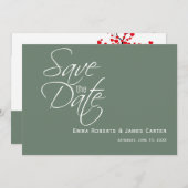 セージグリーンの山の写真でSave the Date セーブザデート (正面/裏面)