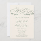 セージグリーンの山岳松の木のプレリハーサルディナー 招待状 (正面)