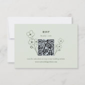 セージグリーンの手描きフラワーのQRコードRSVP 出欠カード (裏面)
