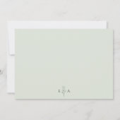セージグリーンの手描きフラワーボタニカル ウェディング サンキューカード (裏面)