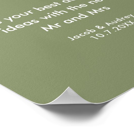 セージグリーンの日付ジャー結婚式シャワーポスター ポスター (角)