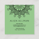 セージグリーンの曼荼羅のヨガのインストラクター スクエア名刺 (裏面)