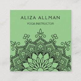 セージグリーンの曼荼羅のヨガのインストラクター スクエア名刺