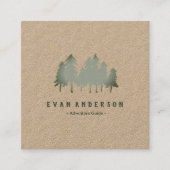 セージグリーンの松の木の森 スクエア名刺 (正面)