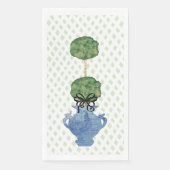 セージグリーンの格子模様のトピアリー飾りジンジャージャー (正面)