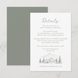 セージグリーンの森の結婚式ディテールカード エンクロージャーカード