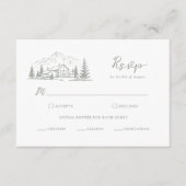 セージグリーンの森の結婚式RSVPカード エンクロージャーカード (正面)
