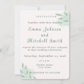 セージグリーンの植物が最小限に抑えられたナチュラルウェディング 招待状 (正面)