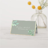 セージグリーンの植物の結婚式の席札 プレイスカード (裏面)